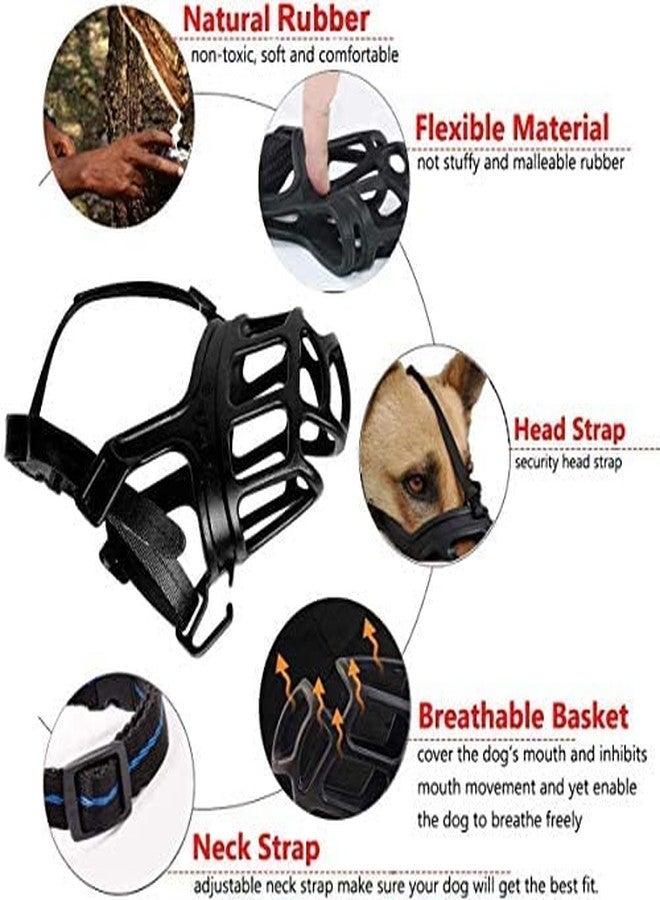 Pups&Pets Adjustable Strap Muzzle Cum Mouth Cover Cum Basket Cage Cum Pet Safety Collar for Anti Biting Dog (Black) - Large Size - Image 5